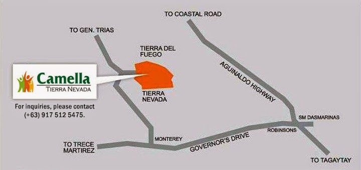 Vicinity Map Location Carmela Ready Home - Camella Tierra Nevada | Crown Asia Prime House for Sale General Trias Cavite